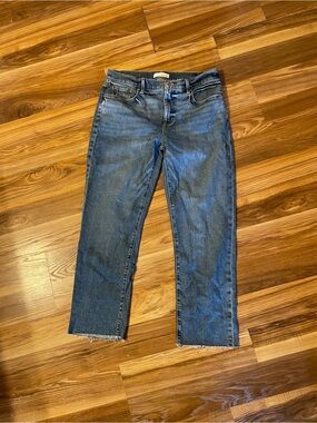 LOFT Straight Ankle Crop Jeans in Medium Blue
